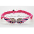 Double-wings alloy with diamante woven bracelet